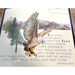 Designs For The Needle Counted Cross Stitch Kit With Eagle & Isaiah 40:31 Bible